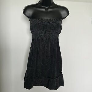 OCEAN PACIFIC Black Metallic Swim Coverup Dress Womens Size XS Strapless